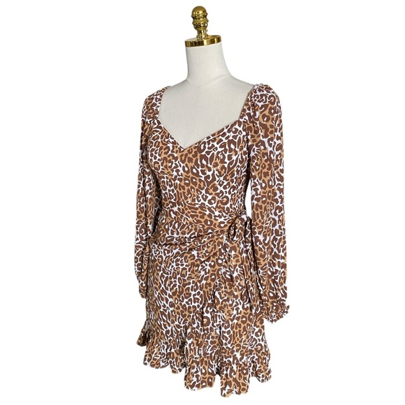 Lilly Pulitzer Women’s Leopard Print Faux Wrap Ruffled Chiffon Mini Dress Sz 00 - Picture 11 of 15